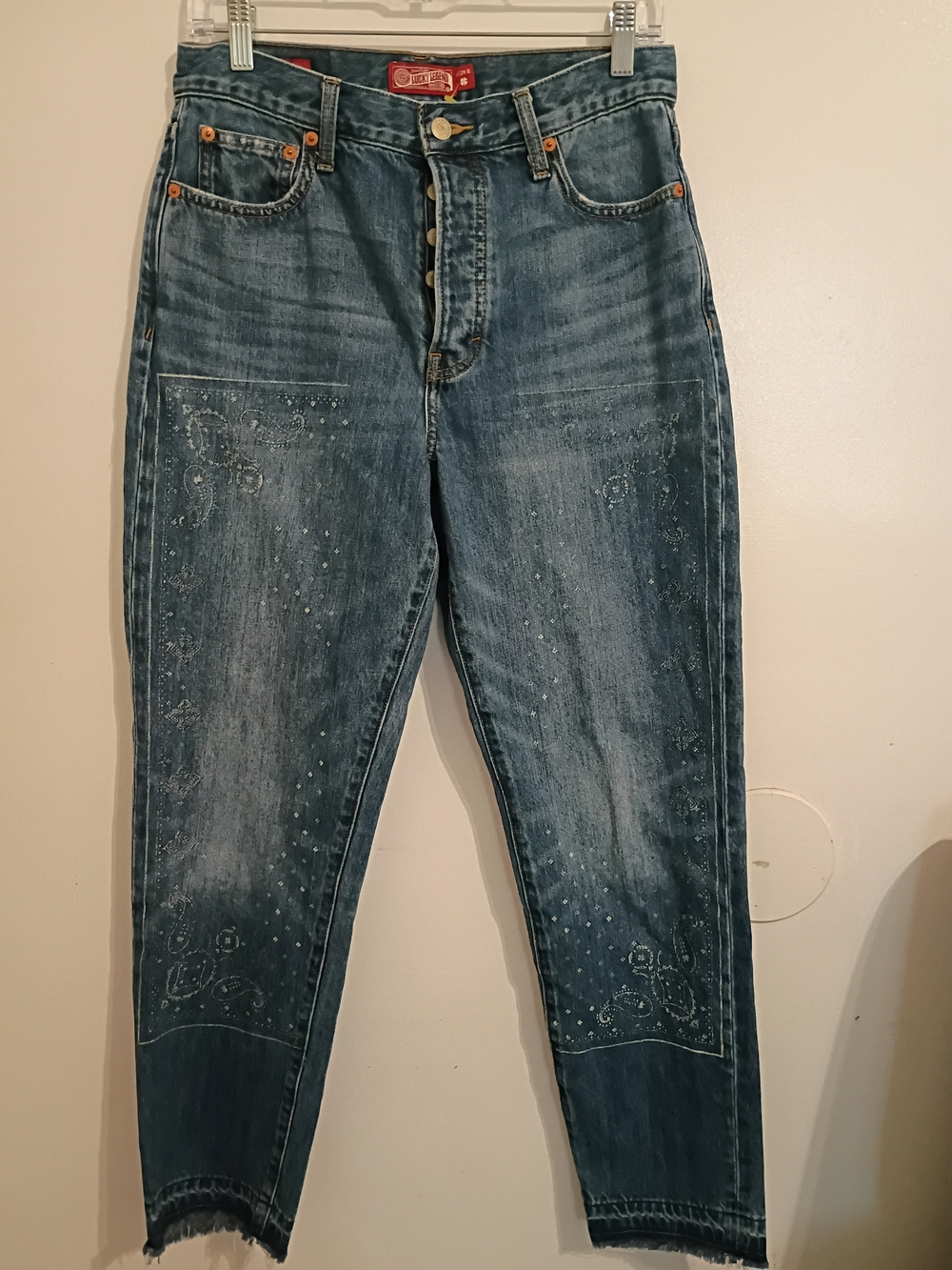 Lucky Legend Women's Drew Mom High-rise Paisley Print Tapered Leg Sz 6